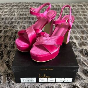 Lulus Lyeluh Hot Pink Velvet Heels